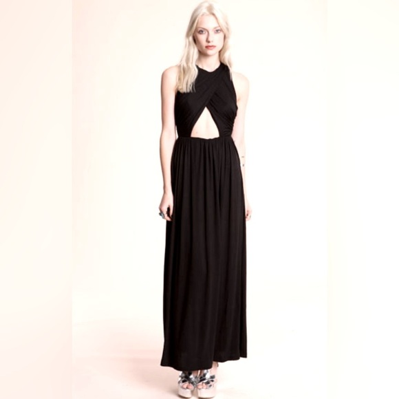 EUC Silence + Noise Knit Cutout Midriff Maxi Dress Size Large - Picture 1 of 9